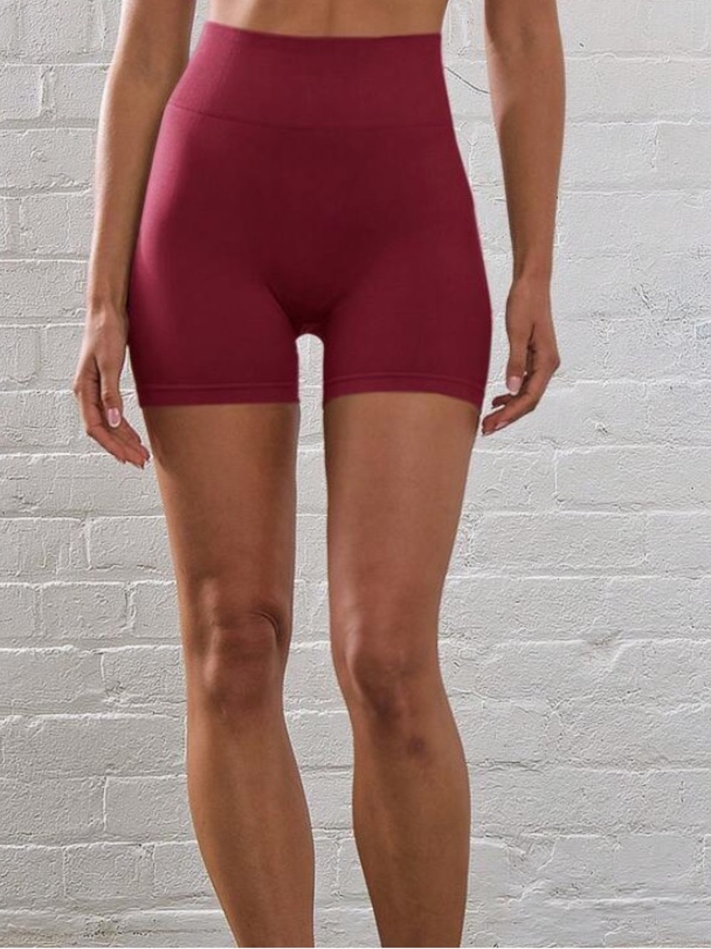 High-Waist Seamless Burgundy Women’s Bike Shorts